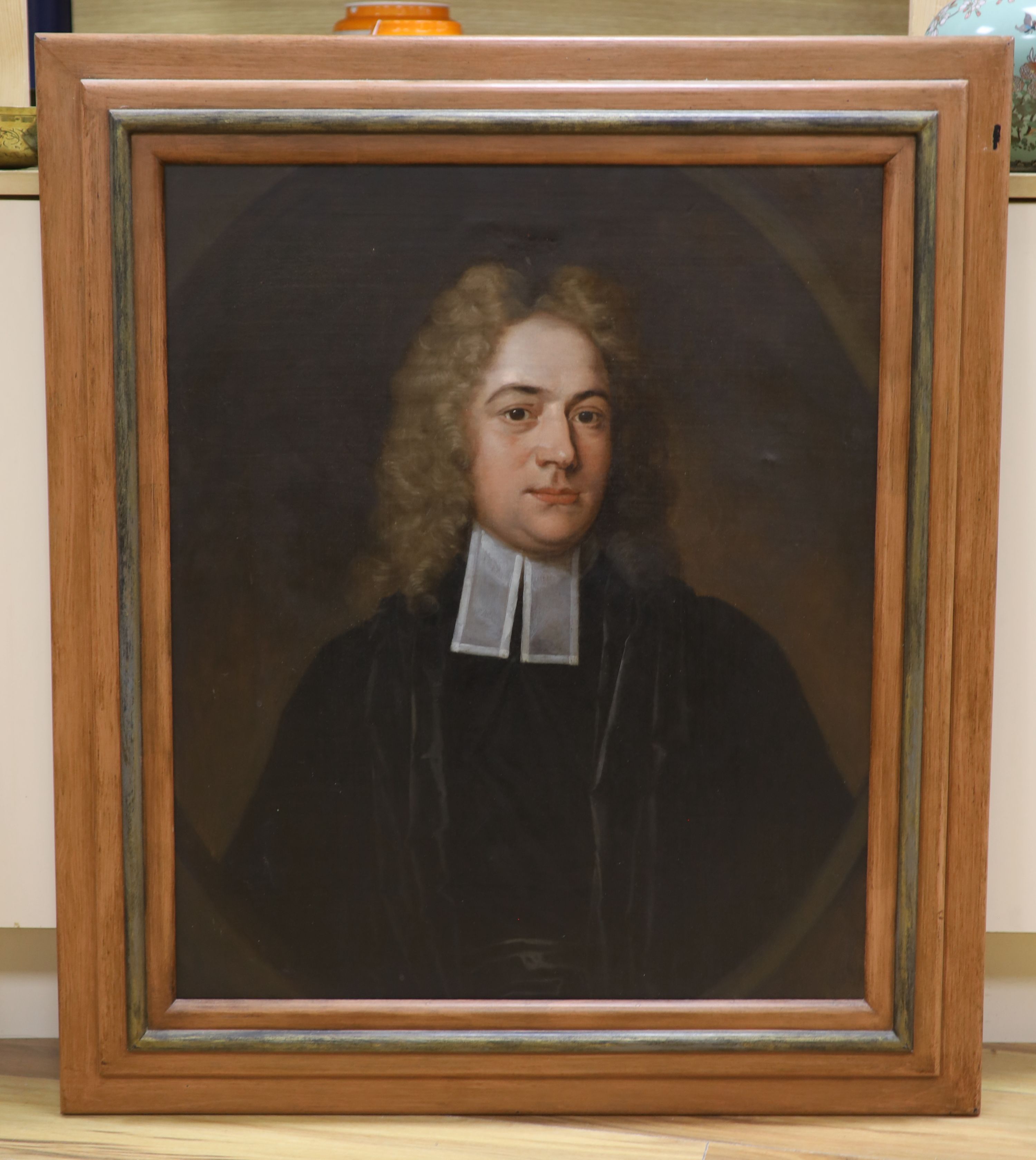 18th century English School, oil on canvas, Portrait of a clergyman, 73 x 60cm